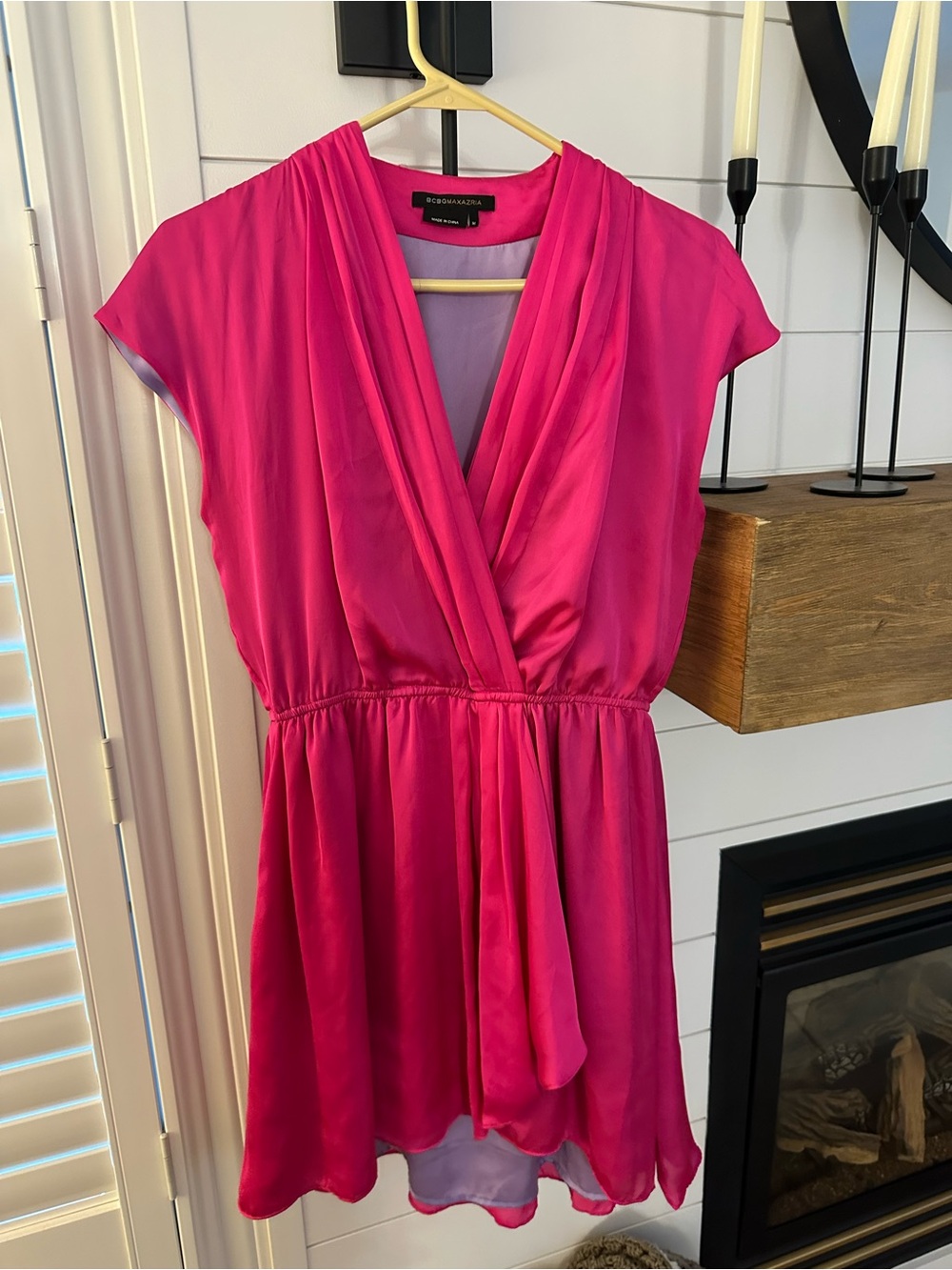 BCBGMaxAzria Hot Pink Surplice Mini Dress